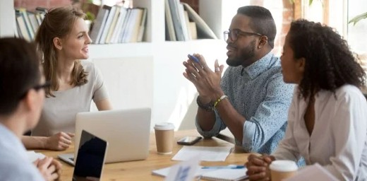 Education consultants meeting with school leadership